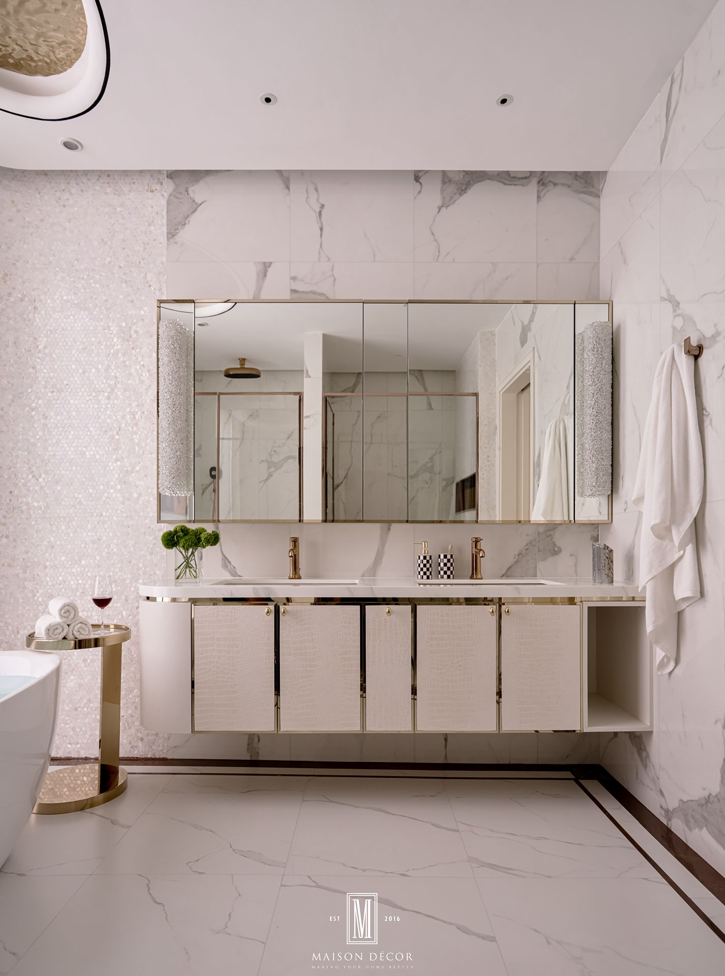 Hệ tủ lavabo phòng tắm ốp đá vân mây