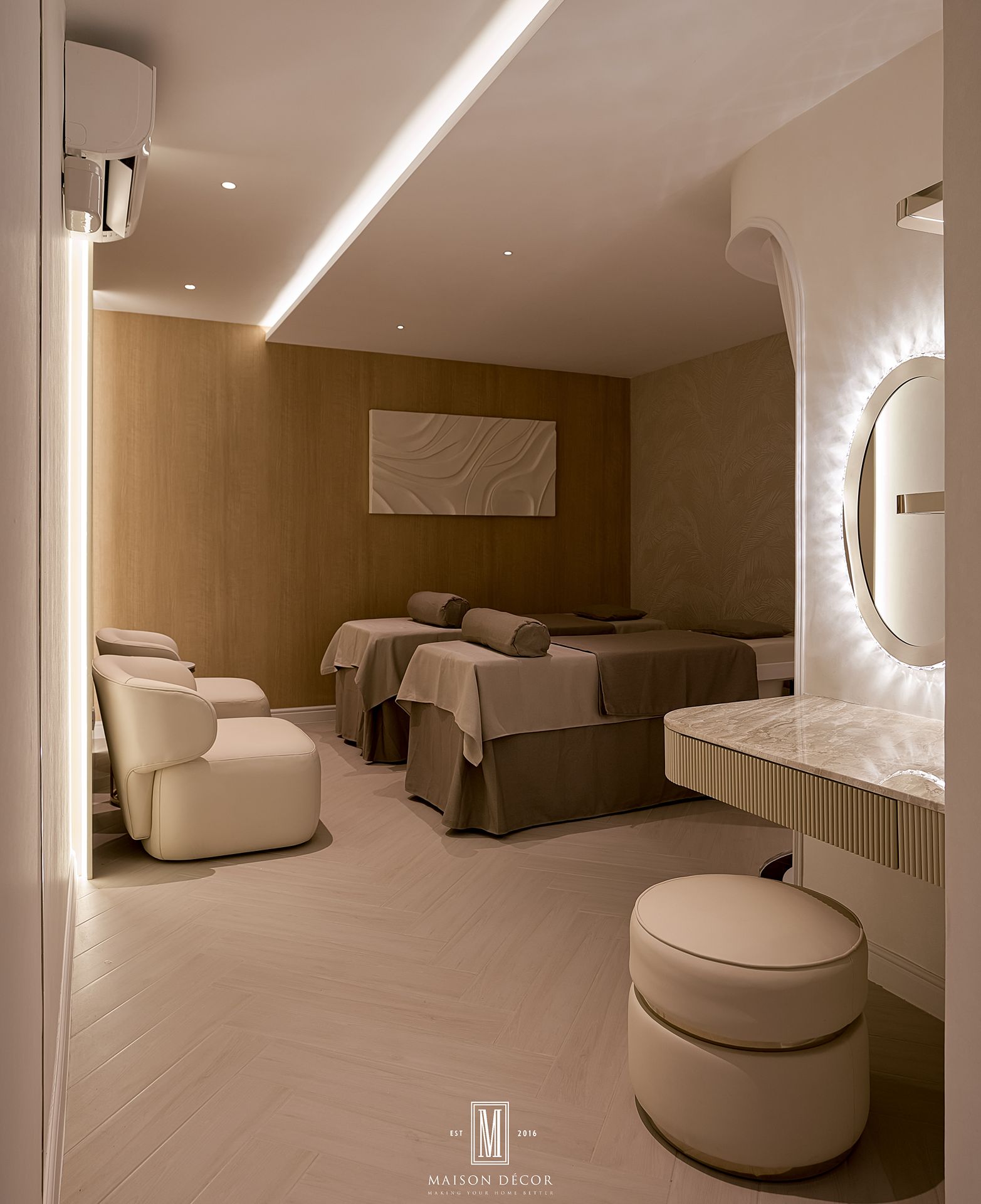 Phòng Spa chăm sóc sức khỏe ốp gỗ